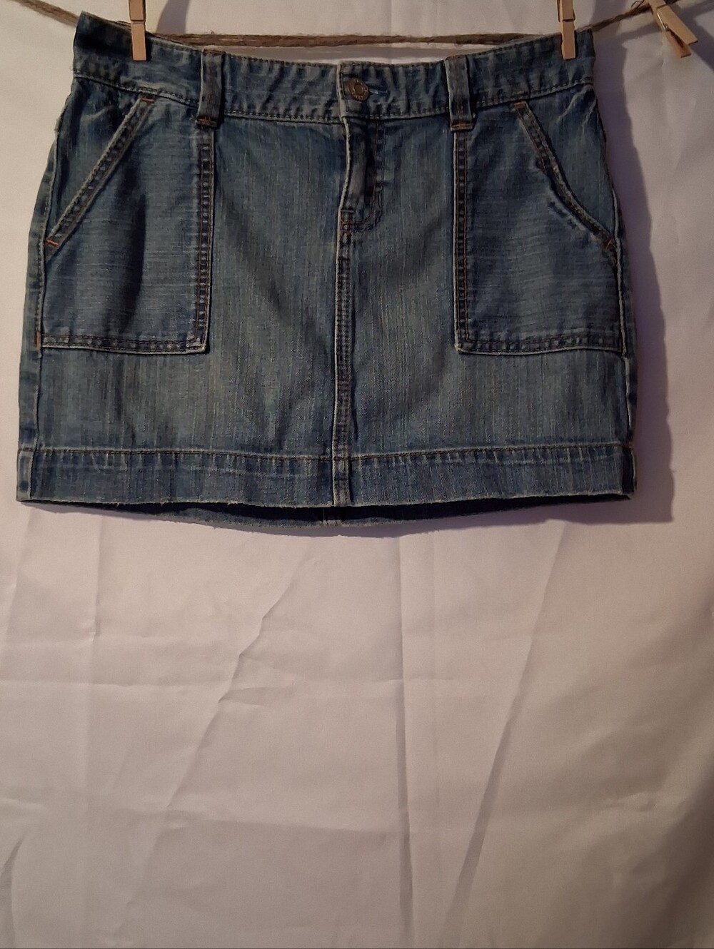 GAP Light Blue Denim Mini Skirt with Patch Pockets